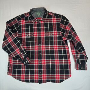 Woolrich Mens 100% Wool Plaid Flannel Shirt XXL Black Red Grey 6316 Button Down